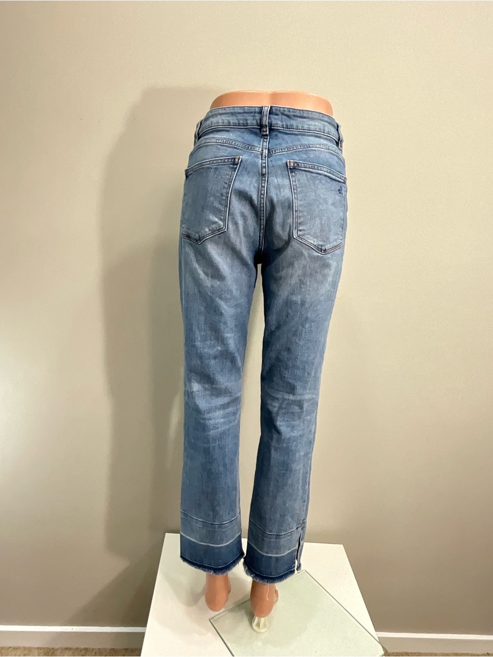 DL1961 Mara Ankle Saratoga Blue Straight Crop Jeans Raw Hem Size 29
